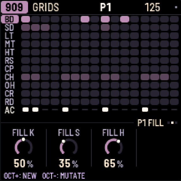 X0X-RMX: 909 FILL controls the three drum densities